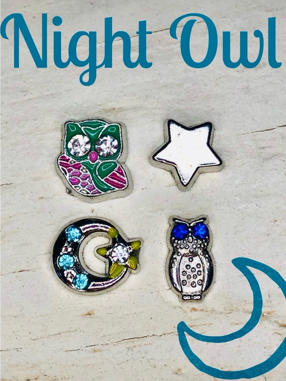 MUST BUNDLE Teeny Tiny Floating Charms Owls Moon Star NWOT